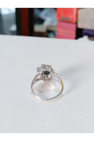 Vintage Tasarım Pırlanta ve Zümrüt Taşlı Yüzük