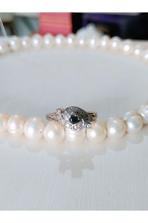 Vintage Tasarım Pırlanta ve Safir Taşlı Yüzük