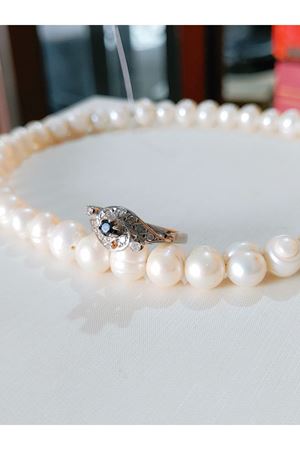 Vintage Tasarım Pırlanta ve Safir Taşlı Yüzük