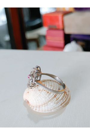 Vintage Tasarım Pırlanta ve Yakut Taşlı Yüzük