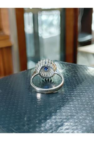 Vintage Tasarım Pırlanta ve Safir Taşlı Yeni Form Yüzük