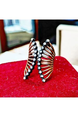 Vintage Tasarım Pırlanta Taşlı Kelebek Yüzük