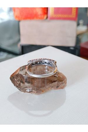 Vintage Tasarım Pırlanta 7 Taşlı Alyans Efektli Yüzük-3