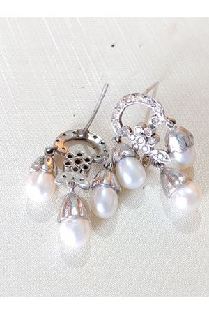 Vintage Tasarım Çan Model Pırlanta ve İncili Küpe