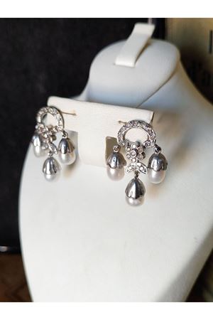 Vintage Tasarım Çan Model Pırlanta ve İncili Küpe